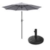 Villacera 9-Foot Outdoor Patio Umbrella with Base, Gray 83-OUT5446B